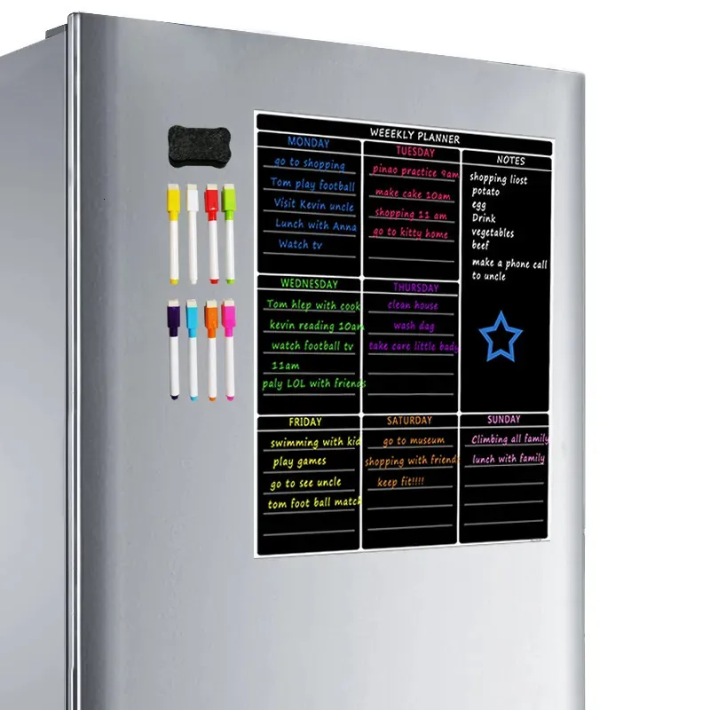 Tablice A3 Magnetyczna tablica lodówka kuchenna Cotygodniowe białe kalendarz płyty Przydatne menu Planowanie listy zakupów spożywczych 231009