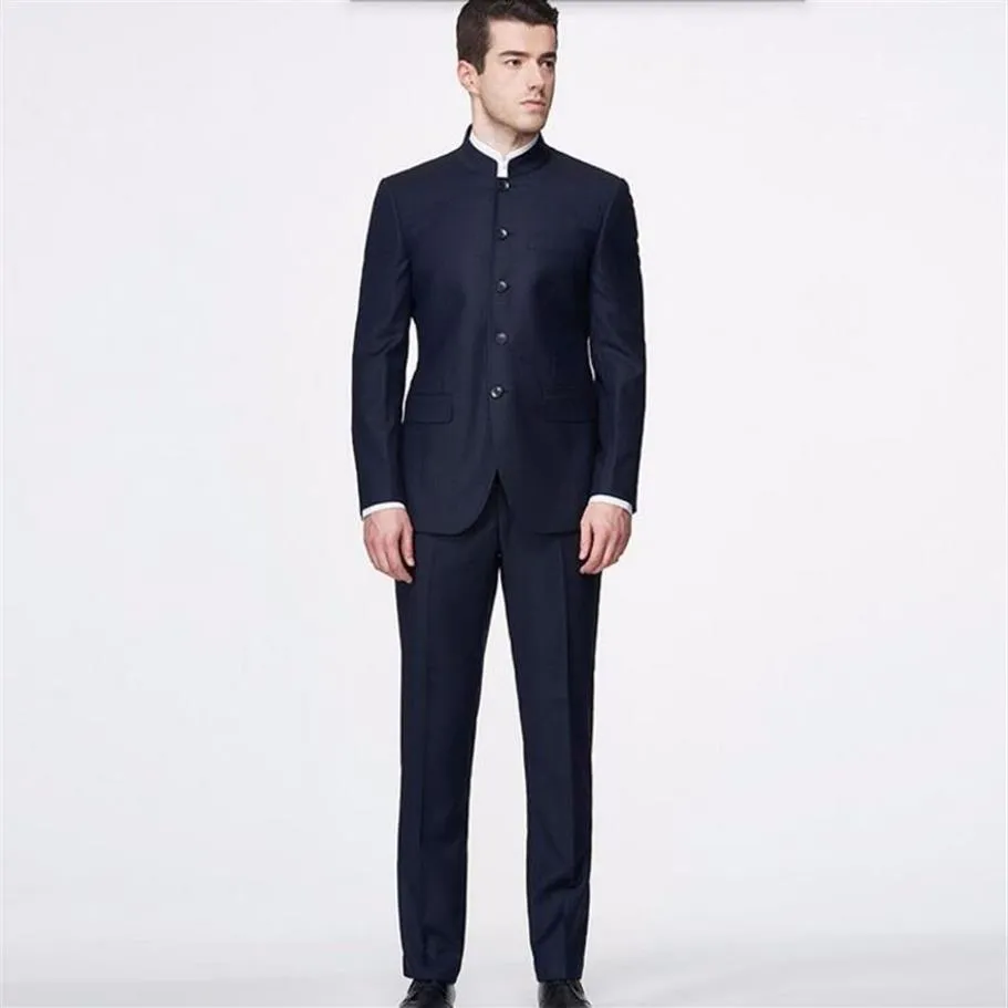 Abiti da uomo su misura Blazer classico Colletto alla coreana Abiti di eleganza alla moda Abiti eleganti su misura giacca e pantaloni239O