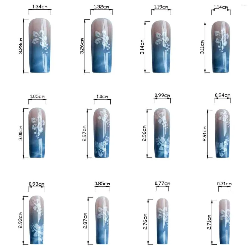 Falska naglar blå gradient rippel falsk abs material mild mot hud för finger dekoration hem nagel diy