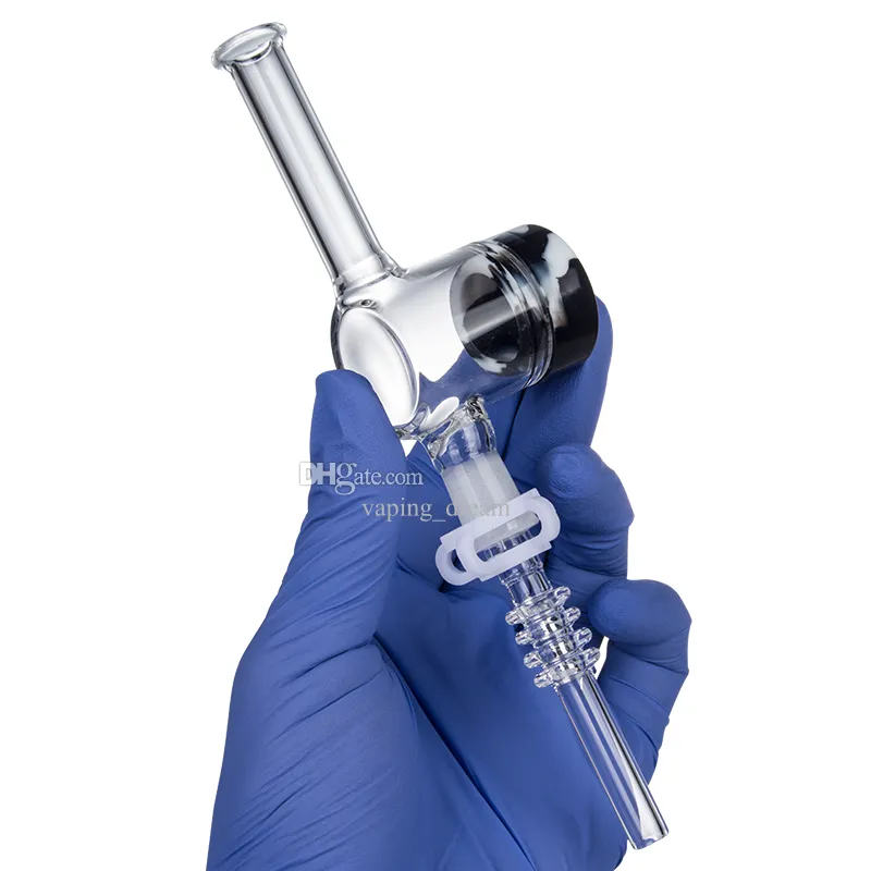 NC051 Pipe en verre Pipes à fumer 10mm Titane Quartz Nail Clip Grande Chambre Énorme Flux D'air Coloré Pot De Silicium Dab Rig Pipe à Fumer