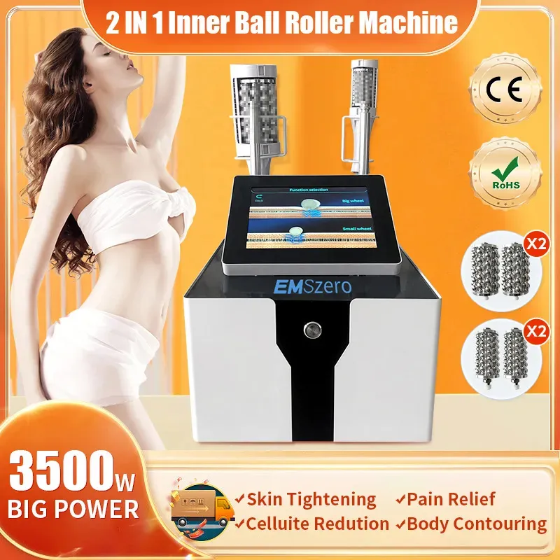 2 in1 Popular EMS Slim Shaping Machine 360 Degree EMSzero Machine RF Muscle Building Machine Ems With Inner Ball Roller Massage Body Sculpting