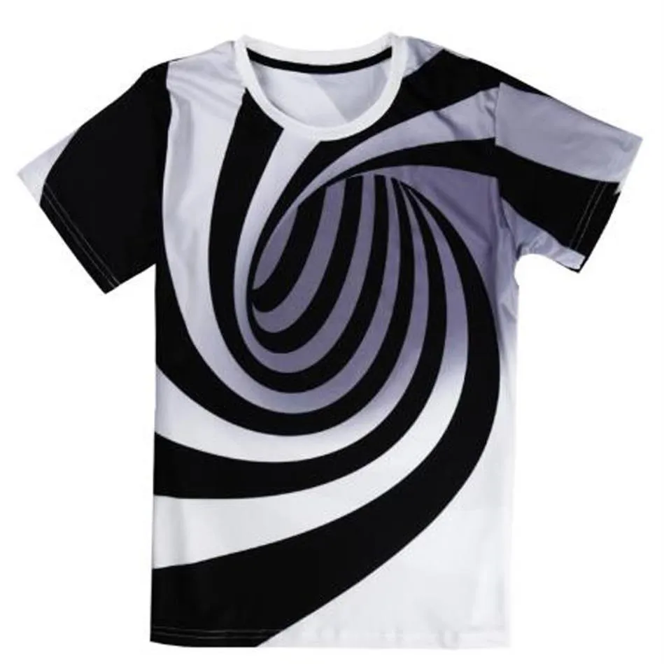 Black And White Vertigo Hypnotic Printing T Shirt Unisxe Funny Short Sleeved Tees Men women Tops Mens 3D T-shirt282B