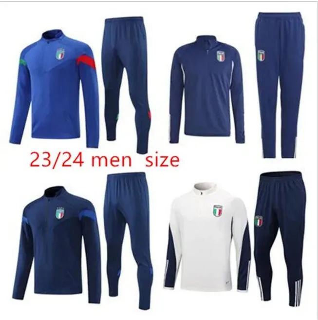 22 -23 -24 Italien Trainingsanzug Überladung Lange Halbzip Jacke Training Anzug Fußball Italia Man Fußball Trails -Anlagen Set Sportswear Set Sportswear