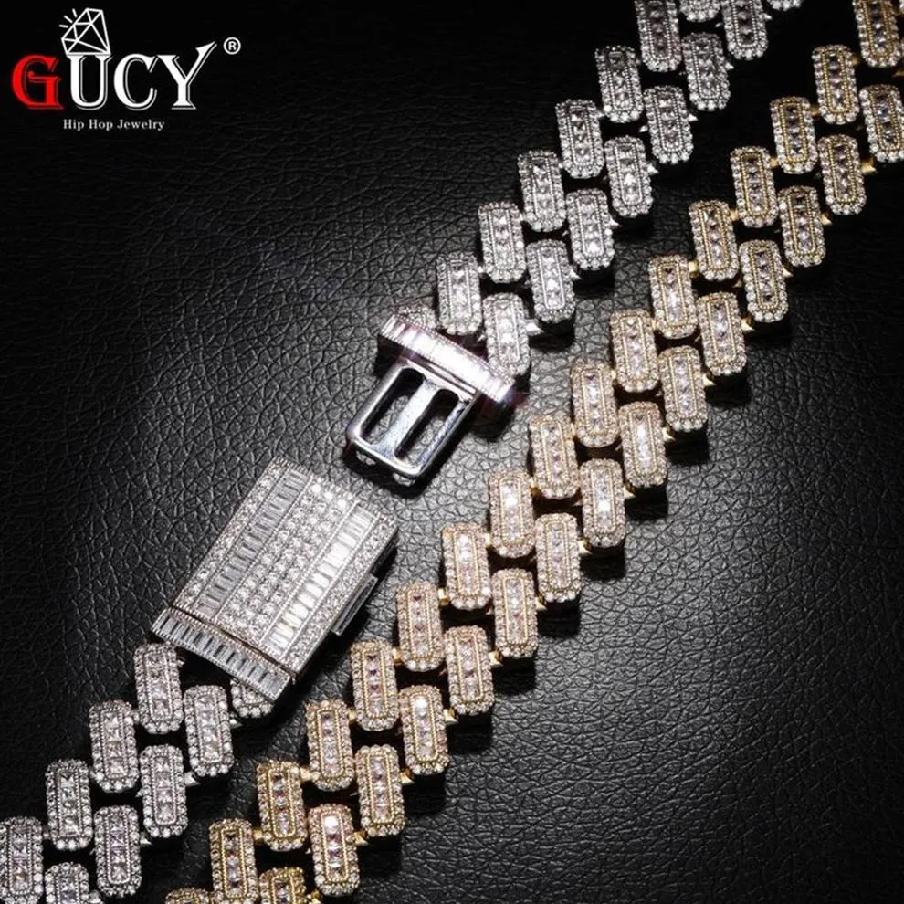 GUCY20mm Miami Prong Set Cuban Chains Necklace For Men Gold Silver Color Hip Hop Iced Out Paved Bling CZ Rapper Necklace Jewelry325L