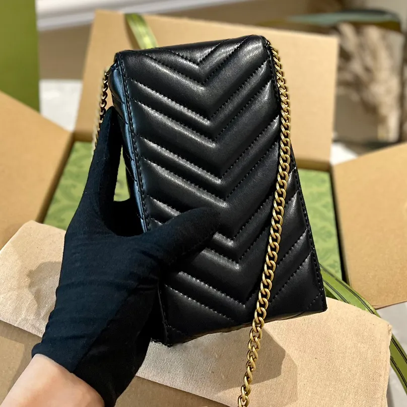 Mini borsa a tracolla di design superiore Borse per telefono unisex Moda da viaggio a tracolla all'ingrosso Catene in pelle PU di lusso di alta qualità Portafoglio Portamonete da esterno