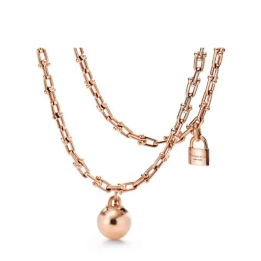 Tiff tout bijoux pendentif collier designer mode de luxe pendentifs en fer à cheval série colliers 6 styles Rose Gold Platinum Chain di238d