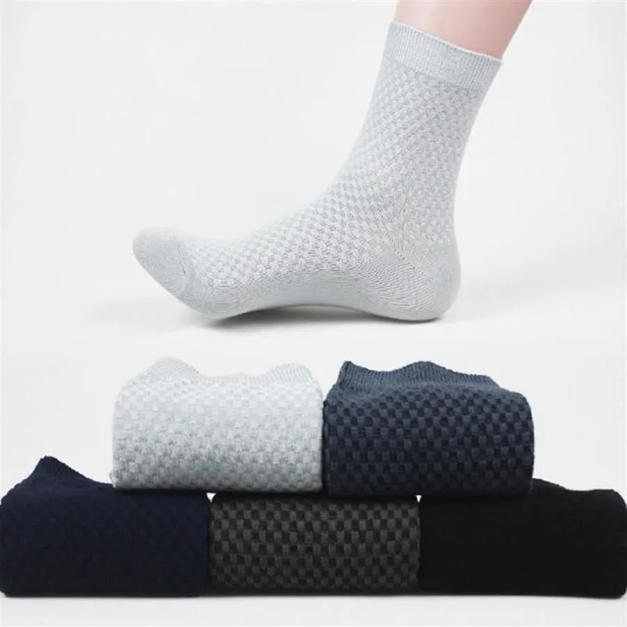 Men Bamboo Fiber Socks Mens Breathable Compression Long Business Casual Male Crew Sock White Black Grey Sox Soks Men's262v