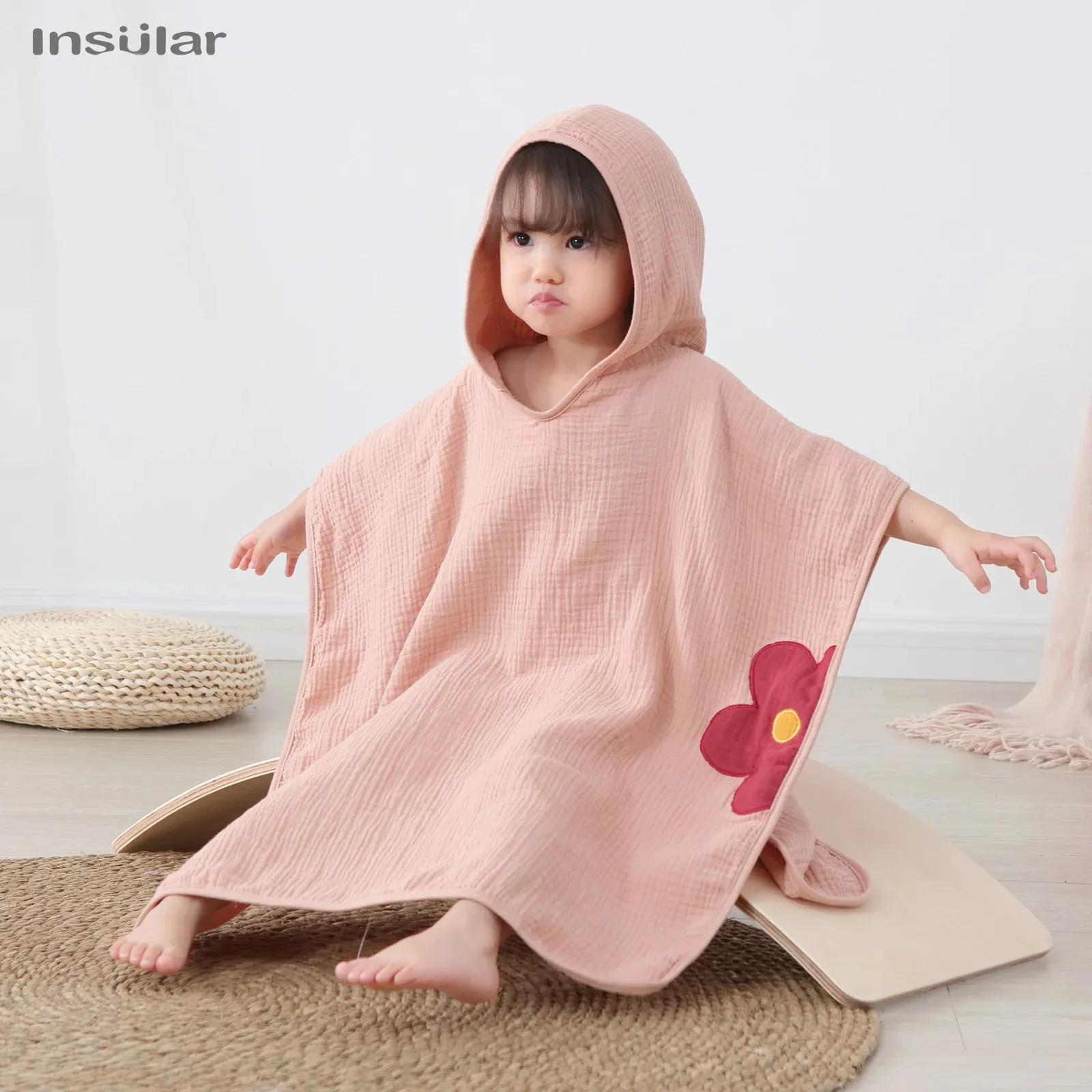 Handdukar Retlar Muslin Baby Hooded Poncho Handduk Children Hooded Bath Thandduk Mjuka barn Beach Bathing Stuff Spädbarn Washcloth 231010