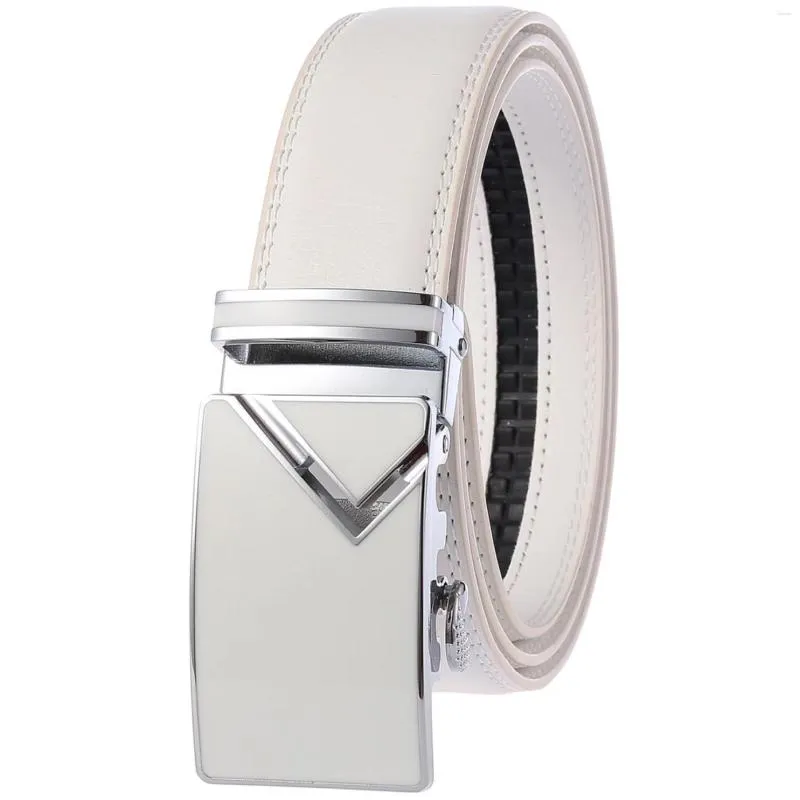 Cinture Arrivo Bianco Nero Uomo Automatico Fibbia in lega Cintura maschile Vera pelle di vitello Corea Golf Plus Size 110-130 cm