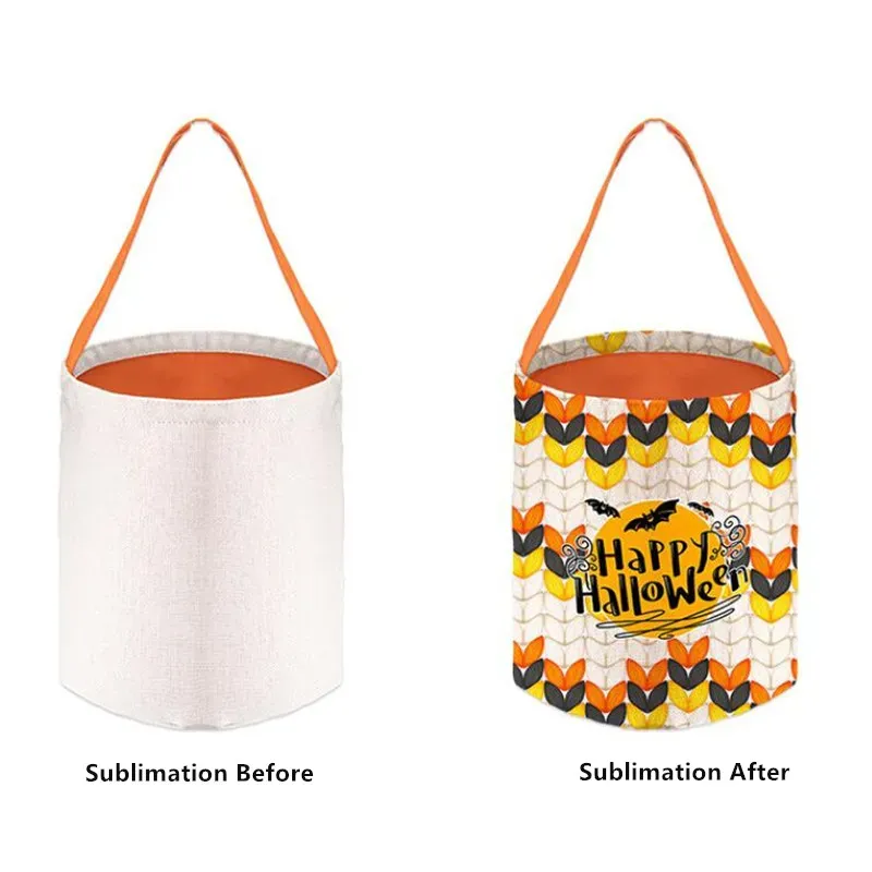 Party Gift Sublimation Blank Easter Basket Bags Cotton Linen Carrying Gift and Eggs Hunting Candy Bag Halloween Storage Pouch DIY Handbag Toys Bucket 