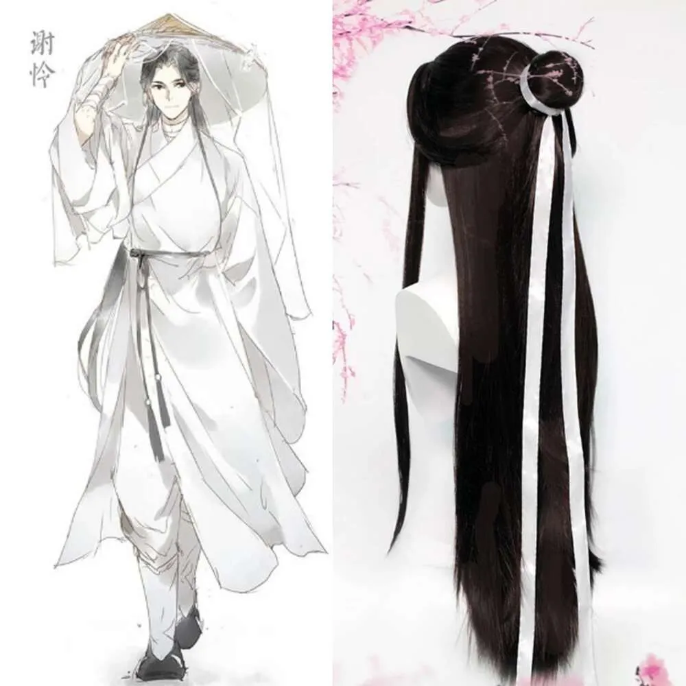 Anime Heaven Official's Blessing Cosplay Xie Lian Wig Black Tian Guan Ci Fu Hanfu Wigs Men Halloween Heat Resistant Syntheticcosplay