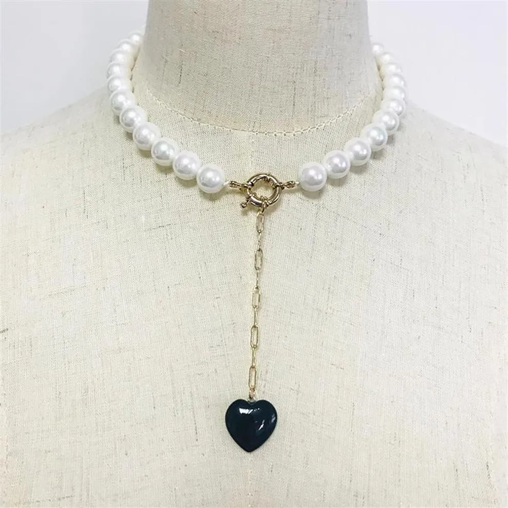 Słodkowodna perła naszyjnik ręcznie robiony biżuteria z krótką szyją czarny kamień wisiorek bankietu Weselne kobiety Dodaj glamour ubrania