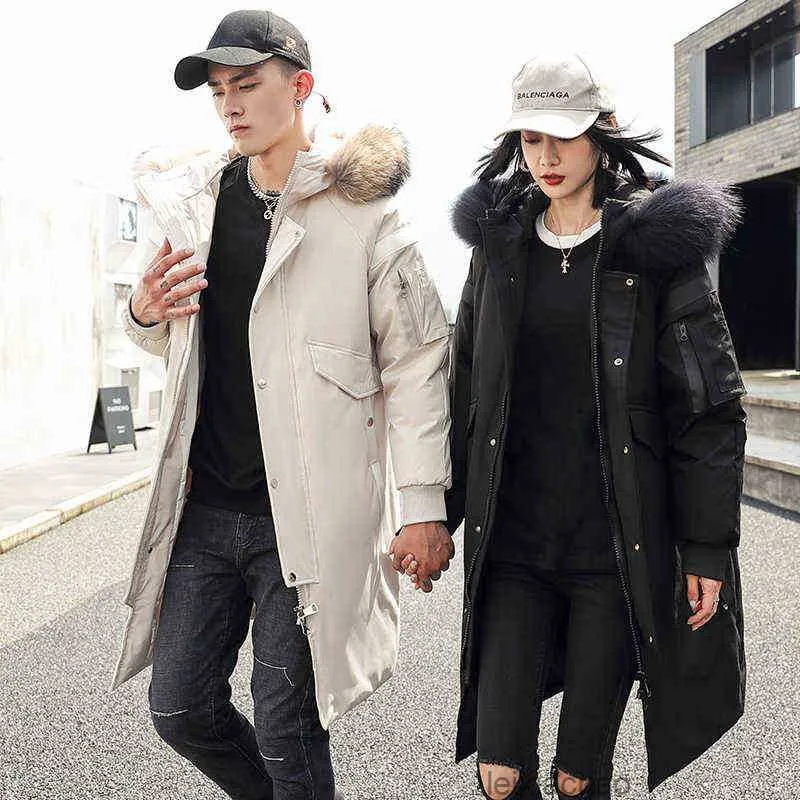 2021 Duck Down Jacket Men Long Parkas Winter White Down Coat Fashion Clothing Fur Collar Long Jacket Thicken Warm Jacket Winter Y1103