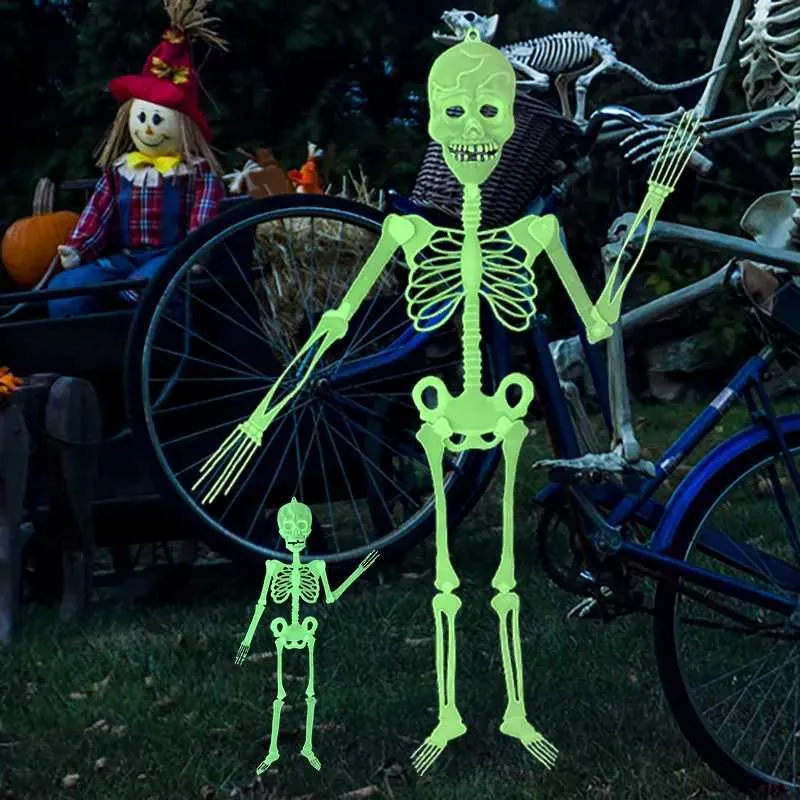 Autres fournitures de fête d'événement 90 / 32 cm brillant dans les décorations d'Halloween de squelette sombre pour la maison suspendue crâne lumineux décor d'Halloween en plein air Q231010