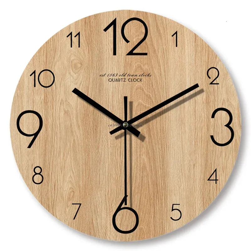 Relojes De Pared Vintage: Reloj Silencioso De Grano De Madera