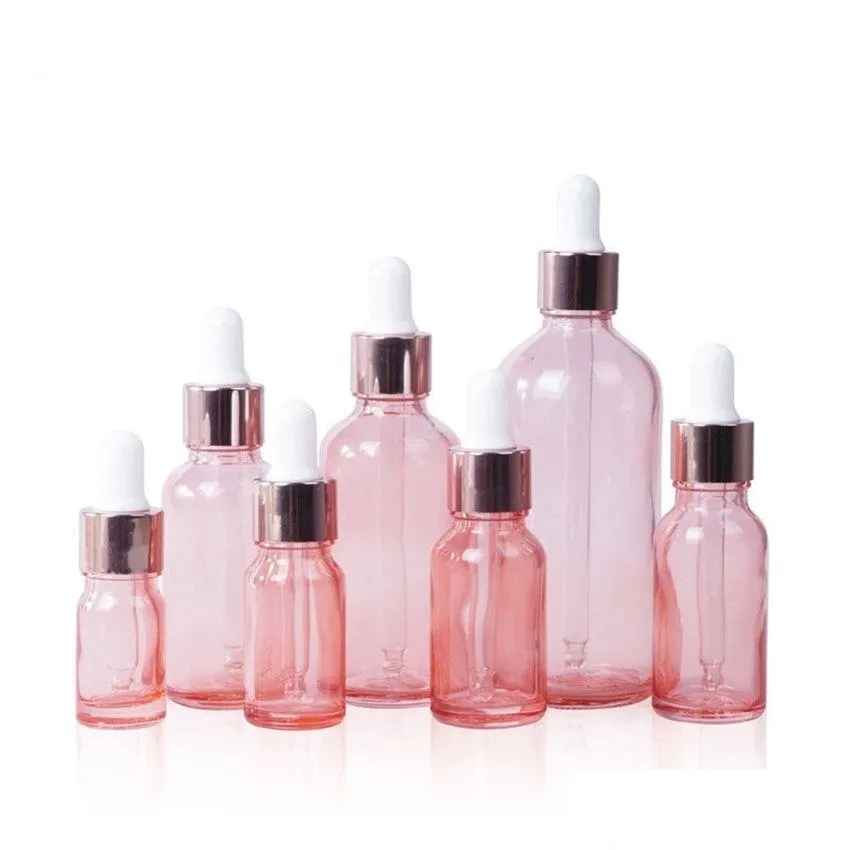 Packing Bottles Wholesale Eye Dropper Bottle Pink Glass Bottles Translucence Essential Oil Empty Per Packaging Container Office School Dhafk