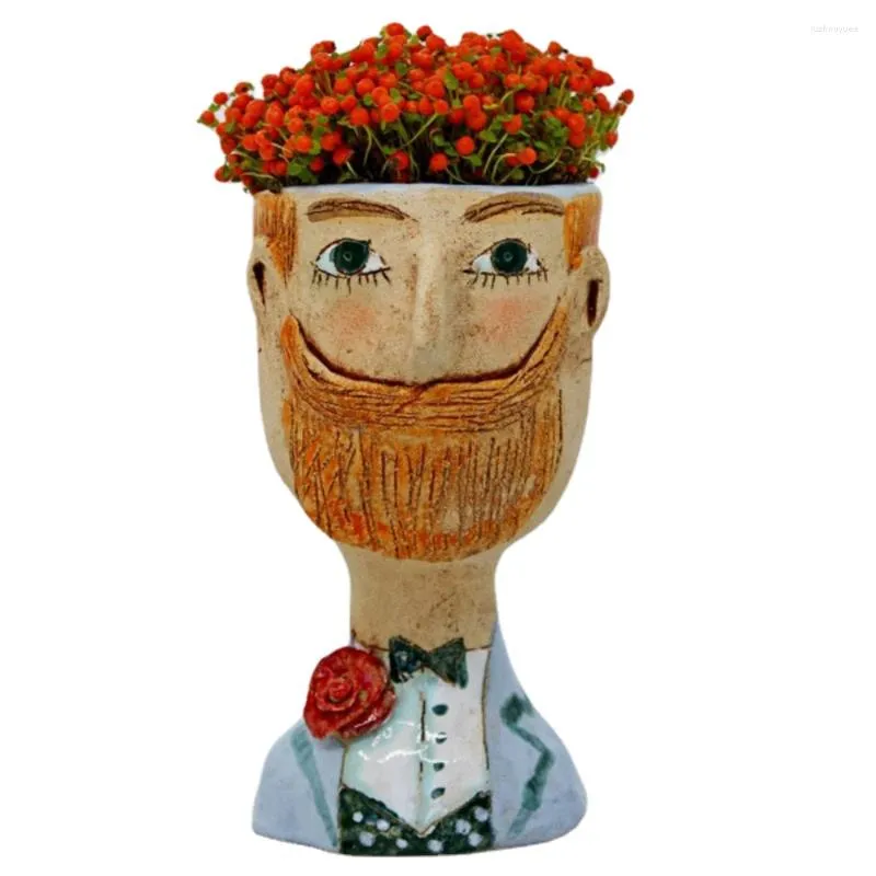 Vases Raymeel-Creative Portrait masculin et féminin Pot de fleur Résine Art Artisanat Sculpture Jardin Bureau Bureau Décoration de la maison Ornements