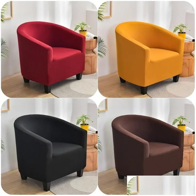 Housses de chaise Ers solide baignoire canapé Er Stretch simple Club Housses Fauteuil Slipers pour salon élastique fauteuil protecteur Drop Deli Oto4M