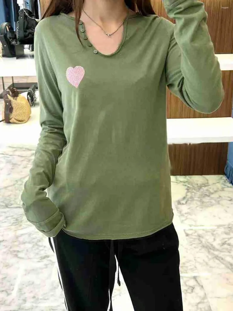 Women's T Shirts ZESSAM Green Letter Graphic Print Women T-Shirt Summer V-Neck Cotton Lady Pullover Classic Casual Vintage Femme Tops 2023