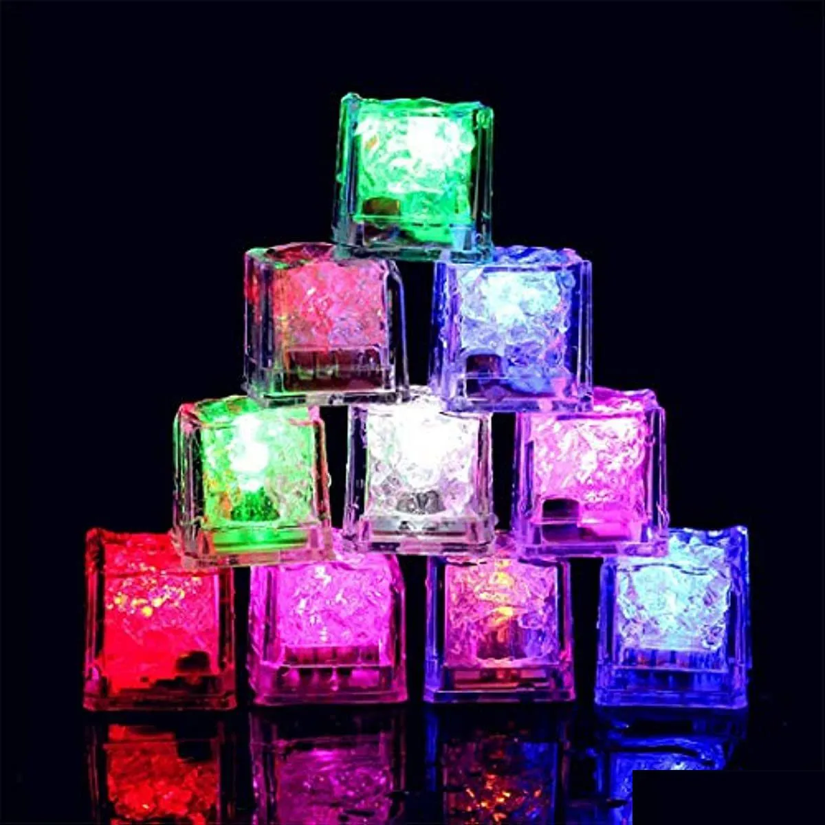 Juguetes de cubitos de hielo LED a prueba de agua Mti Color intermitente que brilla en la oscuridad se ilumina para Bar Club fiesta para beber vino decoración de boda entrega directa