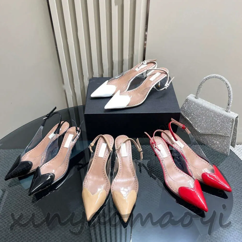 AL Kitten-Heel Slingback Pumps shoes patent leather Love High heels sandals Mules slide women heeled Dress shoes 5.5 cm luxury designer Wedding shoes