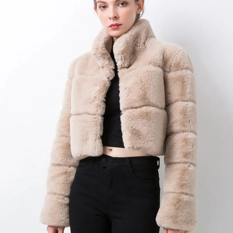 FUR FUR FUA FAUX FAUS MINK FUR FURE FURE Like Futro Ladies Europe and America luźne dzikie rex królik zima casual Wome 231010