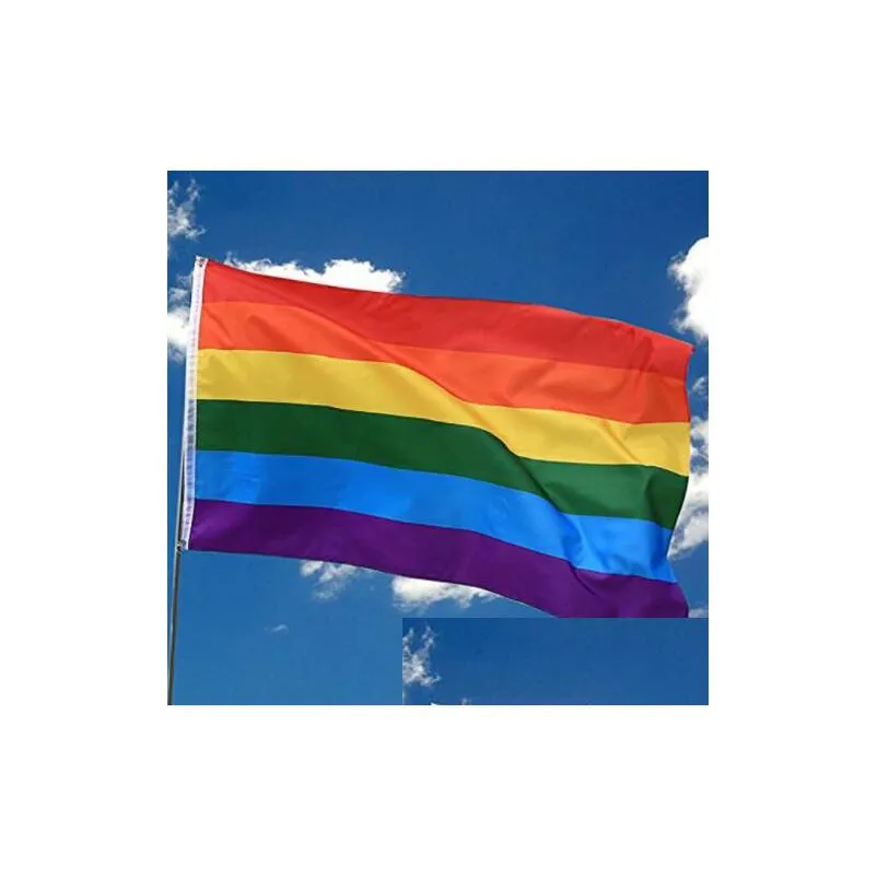 Banner Vlaggen Regenboog Vlag 3X5Ft 90X150Cm Lgbt Banner Polyester Kleurf Voor Decoratie 3 X 5Ft Kka6888 Huis Tuin Feestelijke Feestartikelen Dhg1V