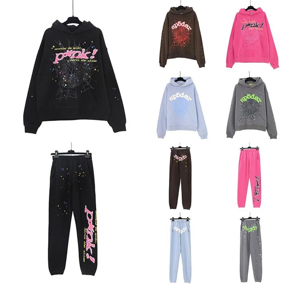 Spider Hoodies Sp5der Young Thug 555555 Angel Pullover Pink Red Black Hoodie Hoodys Pants Men Top-quality Sp5ders Graphic Hooded C301N