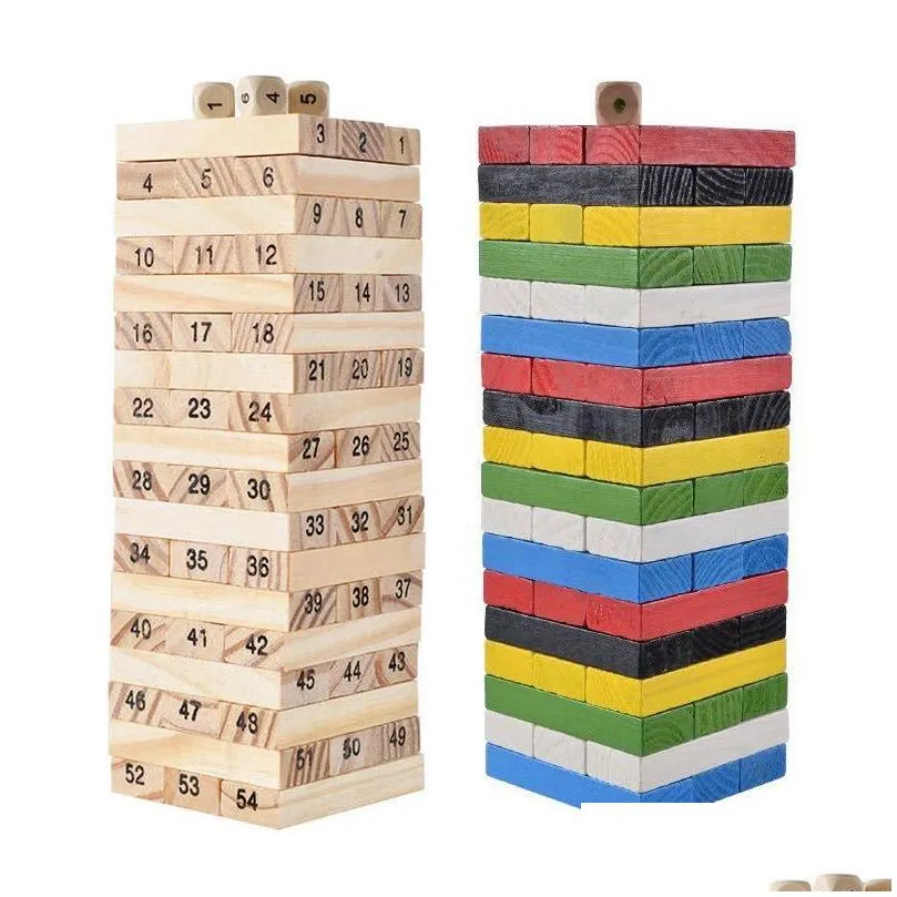 Altri accessori da scrivania Giocattolo in legno all'ingrosso Building Block Educazione precoce Puzzle Gioco da tavolo 54 pezzi Ufficio Scolastico Business industriale Dh6U7