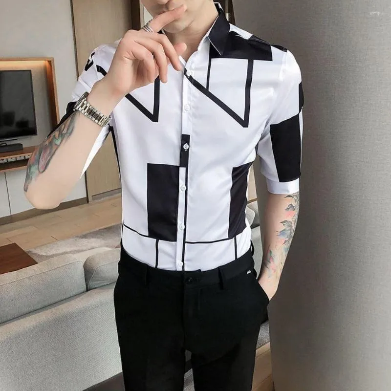 Men's Casual Shirts Spring Summer Thin Half Sleeve Turn-down Collar Button Simplicity Printing Fashion Business Clothing 2023