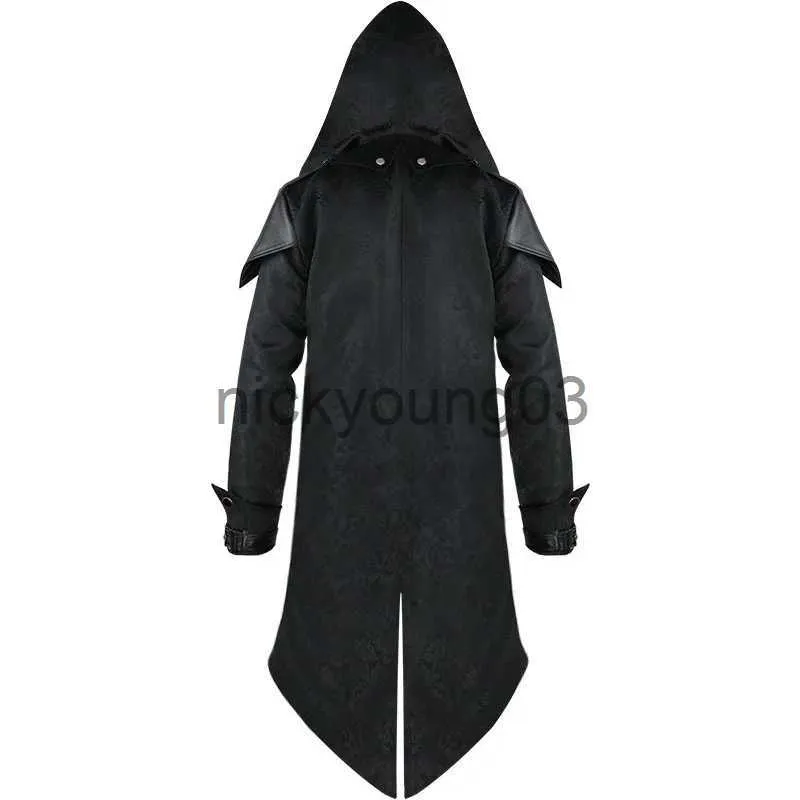 Costume a tema Assassino Cosplay Uomo medievale Streetwear Giacche con cappuccio Costumi Set Unisex Halloween Vestire Abiti Festa Armatura gotica x1010 x1011