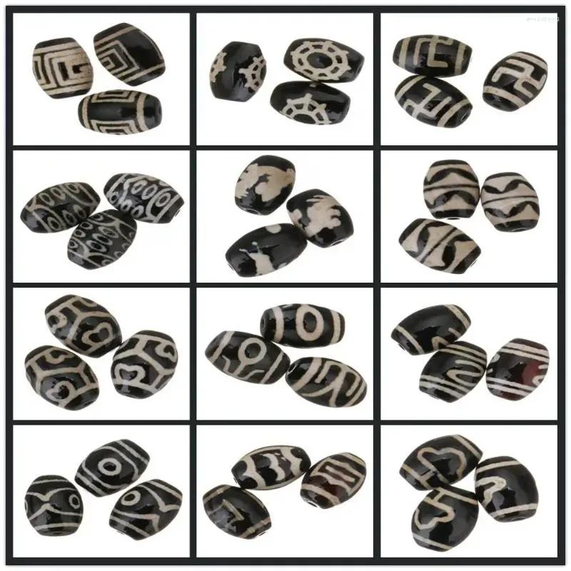 Perlen 5 Teile/los Natürlicher tibetischer Dzi-Glücksschmuckstein zur Herstellung von 13 x 10 x 10 mm