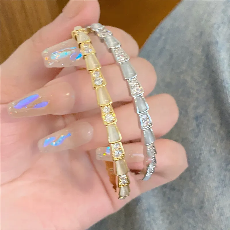 Fashion Trend Brand Jewelry Bangle Zircon Crystal Snake Bone Bracelet Luxury Golden Snake Bracelet