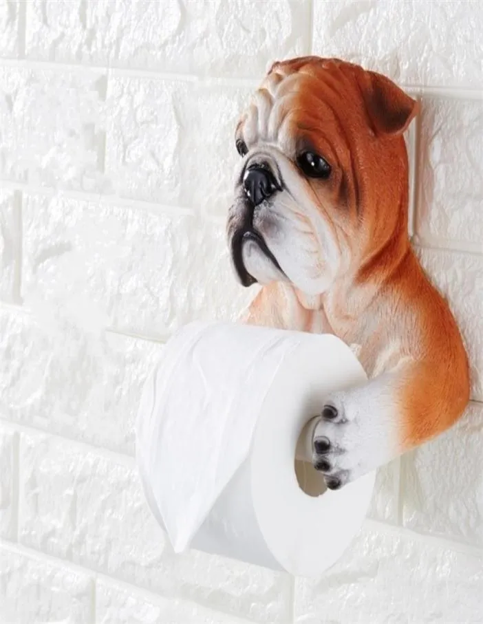 Novelty 3D Toalettpappershållare Harts Simulering Dog Bear Cat Toalett Rollhållare Badrumstillbehör T2004251789111