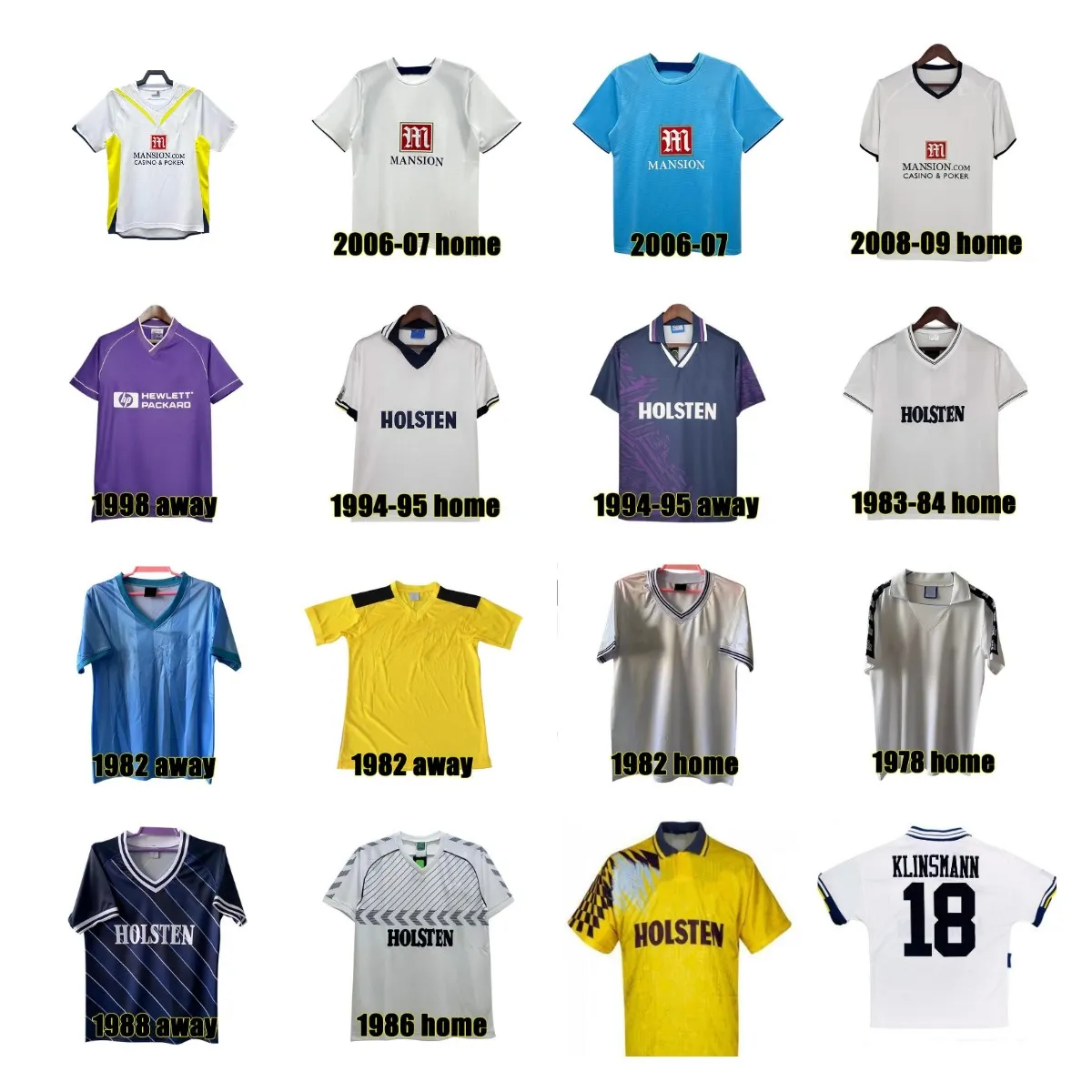 Tottenham Retro soccer jersey classic spurs Klinsmann GASCOIGNE ANDERTON SHERINGHAM 1982 83 84 86 90 91 92 94 95 98 99 06 07 08 09 LINEKER FERDINAND GINOLA Vintage SHIRT