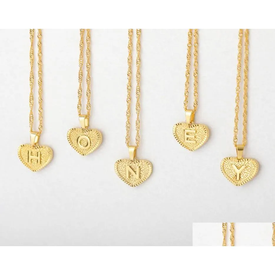 Pendant Necklaces Fashion Gold Plated Heart Alphabet Initial Necklace For Women Letter Jewelry51228165049451 Jewelry Necklaces Pendant Dhimu