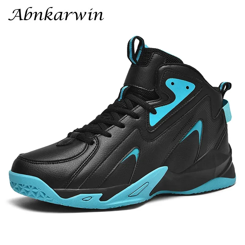 Dress Shoes Autumn Winter Men High-Top PU Leather Basketball Shoes Training Sneakers Sport Shoes Big Size 48 49 50 51 Anti-Slip 231009