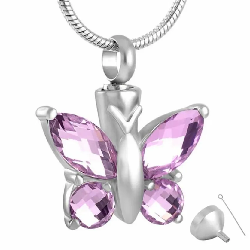 8497 Pendentif Urne Papillon - Colliers de Bijoux de Crémation Souvenir de Cendres Commémoratives261w