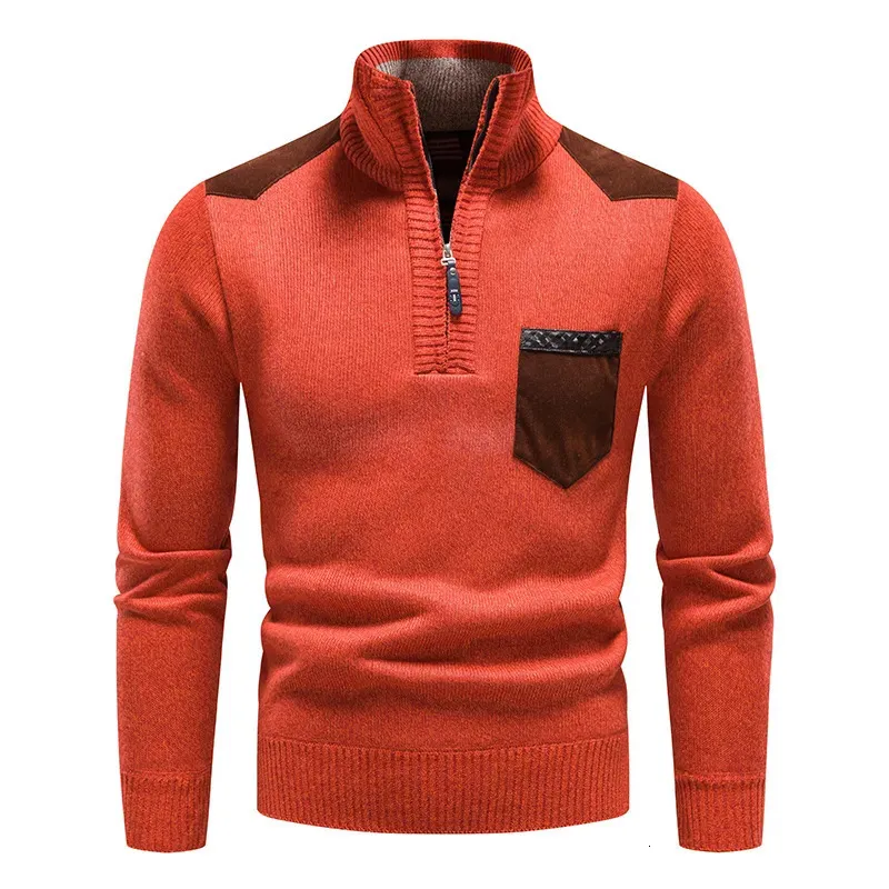 Pulls pour hommes Pull à col roulé pour hommes Demi-fermeture à glissière Automne Hiver Chemisier froid Polaire Y2K Sweatshirts Qualité Jumpers Mâle Tricot Polo Pull 231010