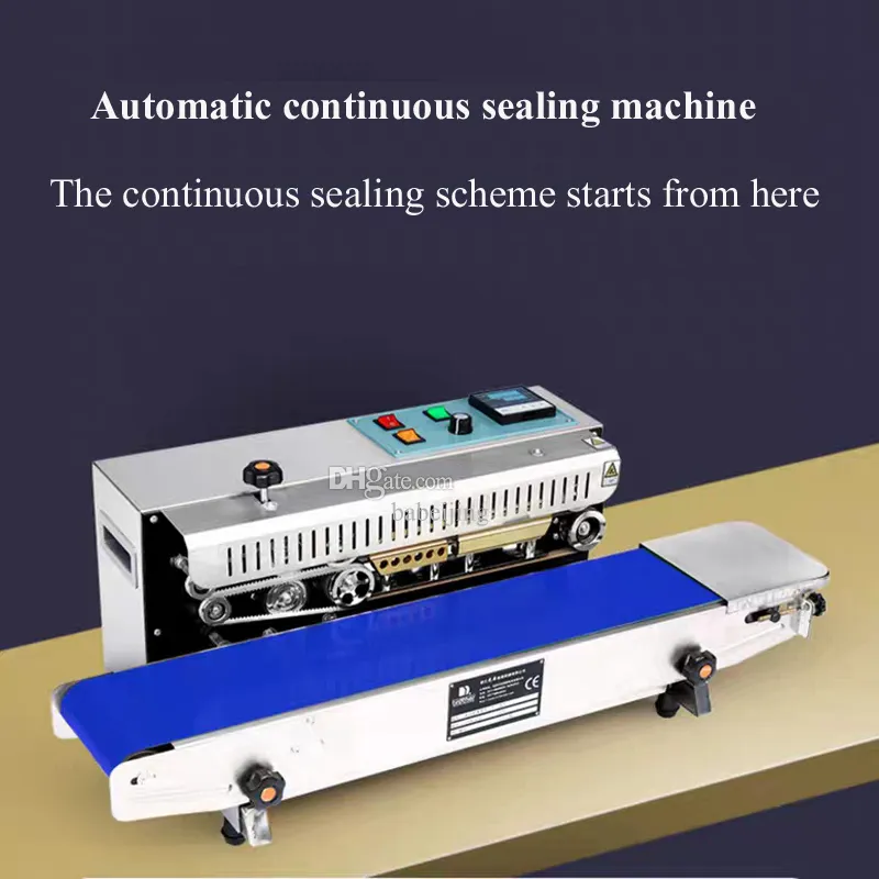 Macchina per sigillare a banda continua orizzontale Borsa per pellicola con data stampabile Macchina per termosaldatura automatica Sigillatrice per alimenti