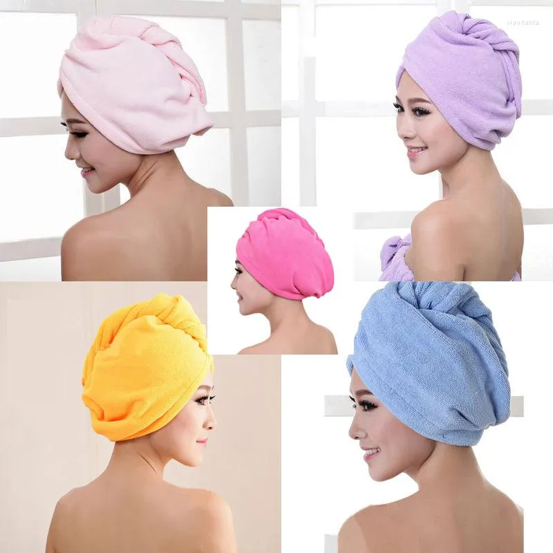 Toalha de microfibra toalhas de banho de secagem de cabelo e secagem rápida senhoras chuveiro macio feminino turbante chapelaria ferramentas