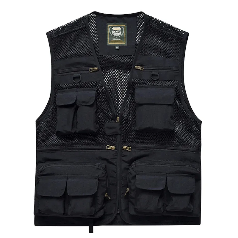 Gilet Da Pesca Multasche In Rete Di Nylon Da Uomo, Gilet Cargo Da Viaggio Safari Da Lavoro Casual Allaperto Con Chiusura A Cerniera, Nero Stile Estivo 2024 Da 9 € | DHgate