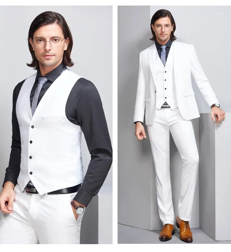 Erkekler yakışıklı sağdıç yünü karışımı damat smokin erkek gelinlik adam ceket blazer balo yemeği (ceket pantolon kravat yeleği) a53