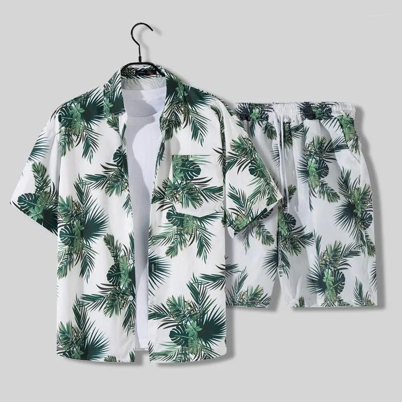 Men's Tracksuits Shirt Shorts Sets Men Fashion Shirts Two Piece Hawaii European Casual Suits Beach Outfit Male