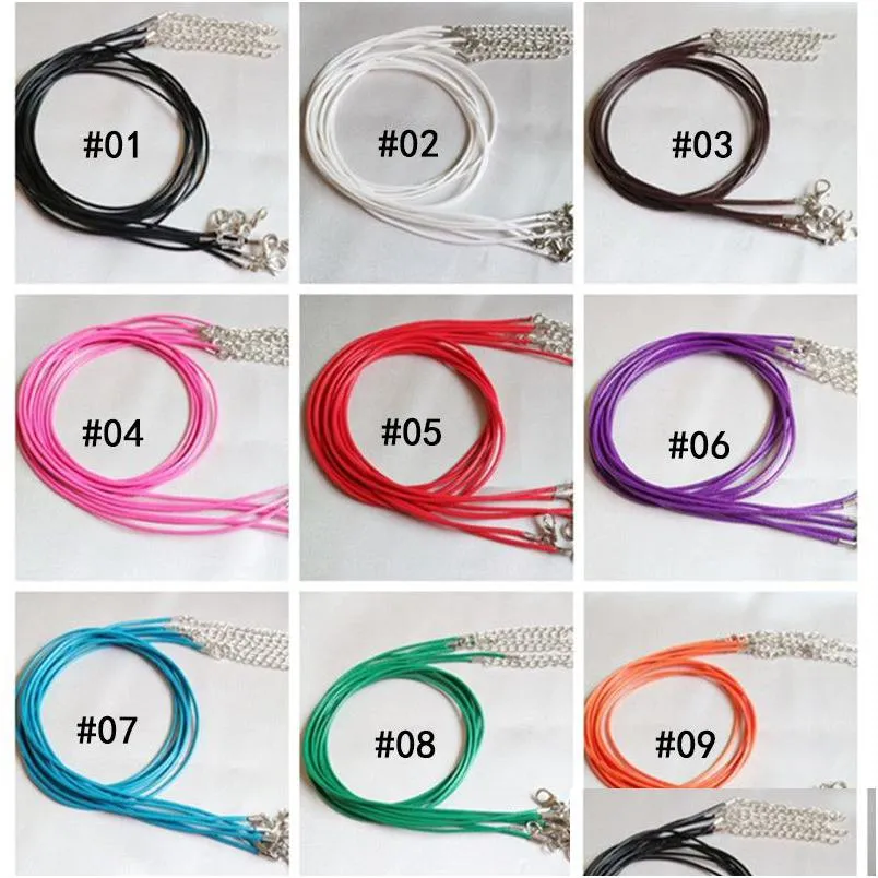 Cord & Wire 10 Color Wax Leather Beading Necklace Cord String Snake Rope Wire Extender Chain Lobster Clasp Fashion Diy Jewelry Finding Dhrat