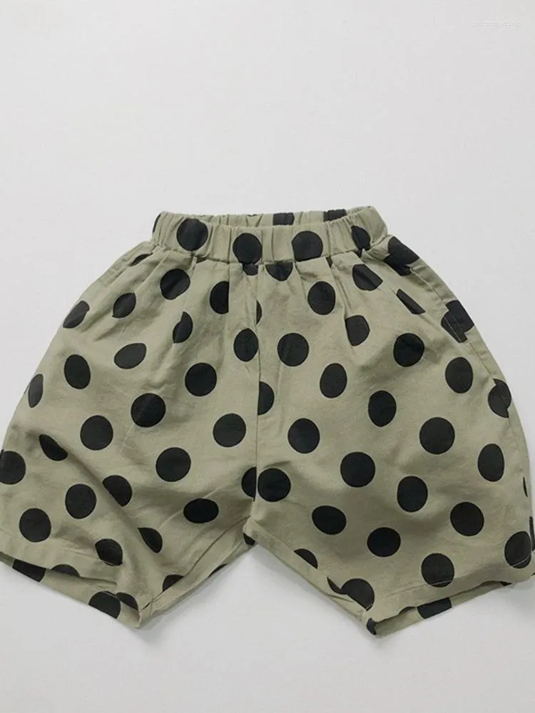 Trousers Classic Polka Dot Light Korean Version Children's Linen Five-point Pants Boys And Girls Loose Casual