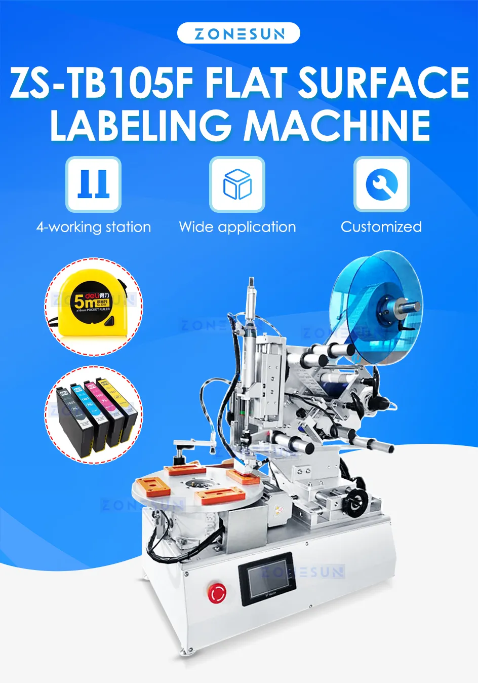 ZONESUN Automatic Label Applicator Machine Flat... From Zonesunplus ...