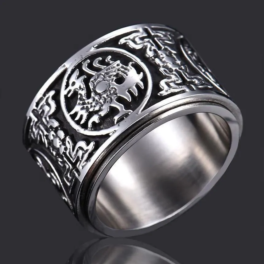 Cluster Rings Silver Original Creative Dragon Pattern Chinese Elements Without Inlay Big Domineering Exaggerated Niche Design Men&236x