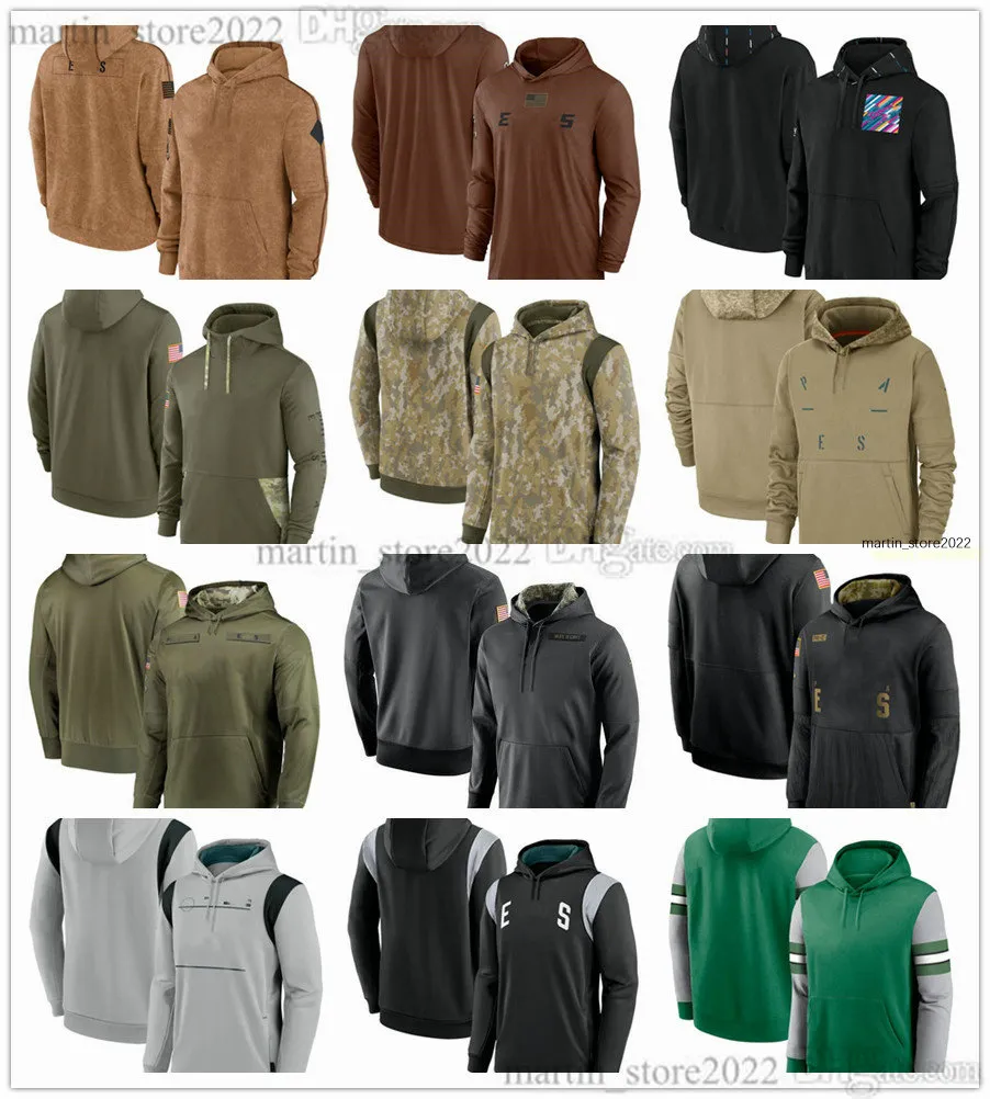 Brown 2023 Salute To Service Pullover Hoodies Dawkin Haason Reddick D'Andre Swift Jalen Hurts Graham Goedert DeVonta Smith Jason Kelce Full-Zip Men Women Youth