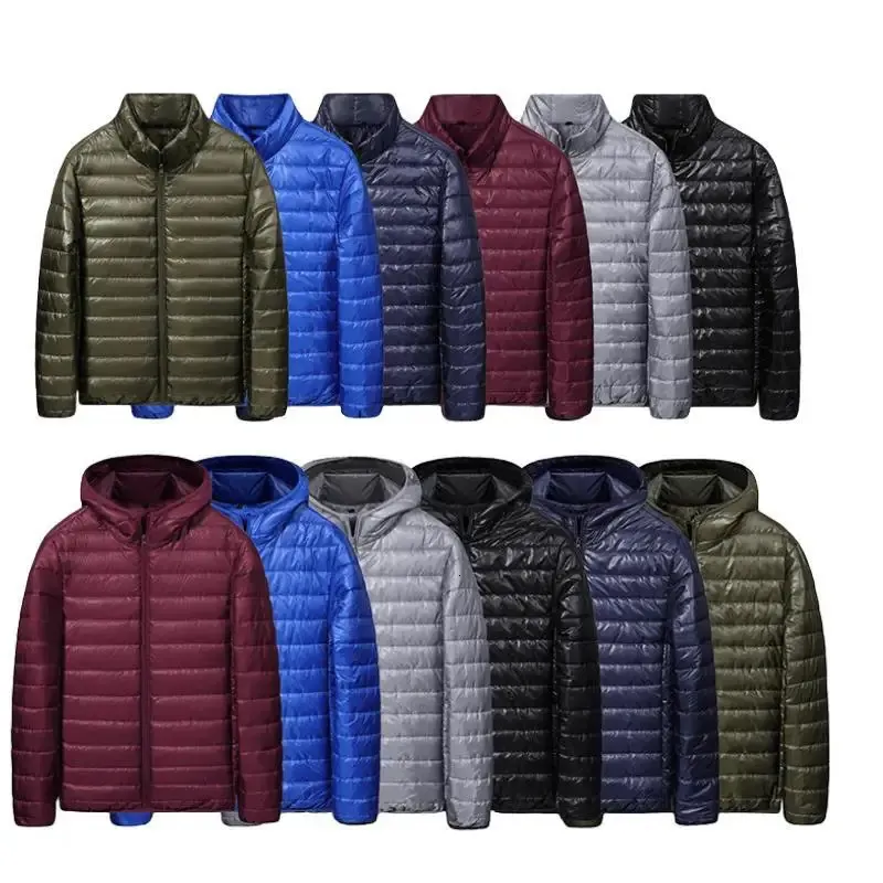 Mens Jackets Autumn Winter Parkas Windproof Warm Light Weight Casual Men Cotton Youth Solid Hooded Down Jakcet Coat Male 231009